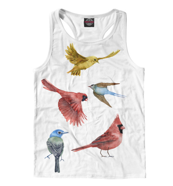 Мужская майка-борцовка с изображением Птицы цвета Белый