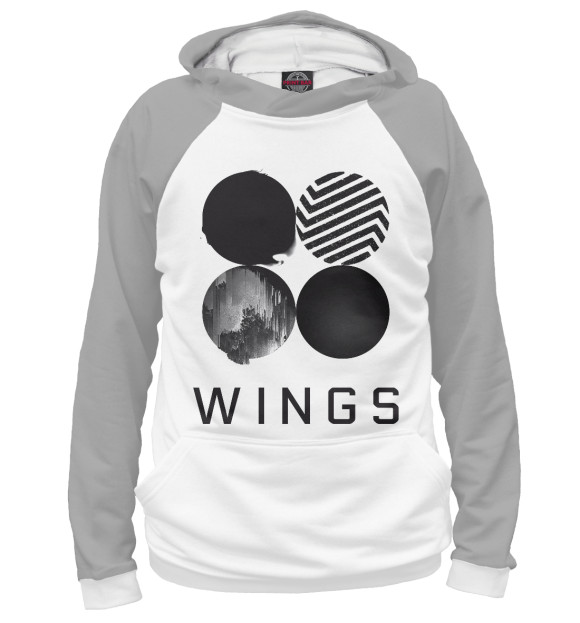 Мужское худи с изображением Wings BTS цвета Белый