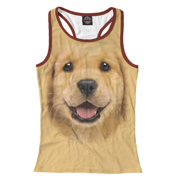 Женская майка-борцовка с изображением Щенок цвета Белый