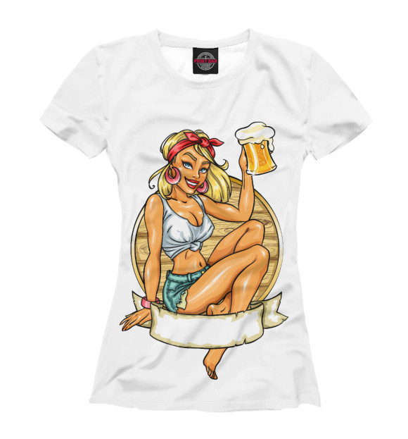Женская футболка с изображением По пивку цвета Белый