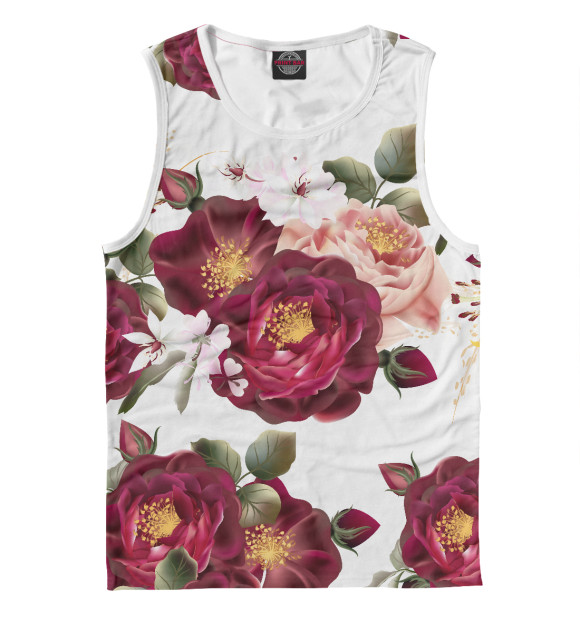 Майка для мальчика с изображением Большие бутоны цвета Белый