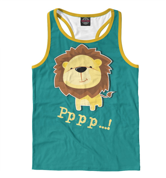 Мужская майка-борцовка с изображением Лёва цвета Белый