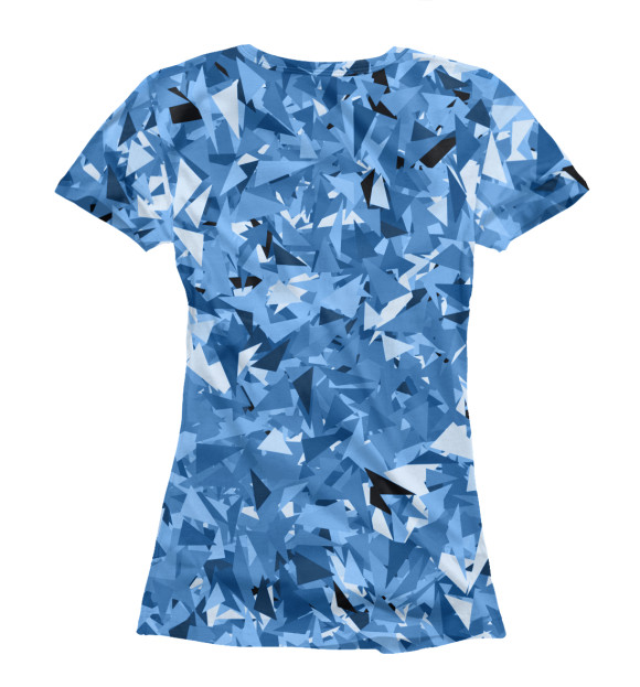 Женская футболка с изображением Сине-бело-голубой лев цвета Белый