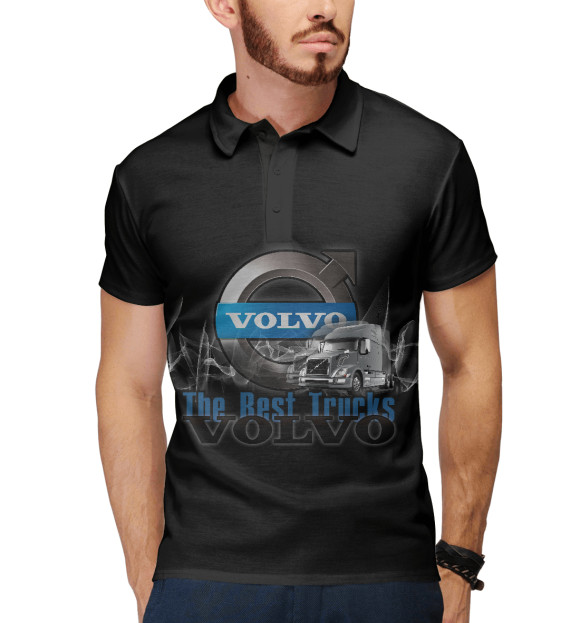 Мужское поло с изображением VOLVO - лучшие грузовики цвета Белый