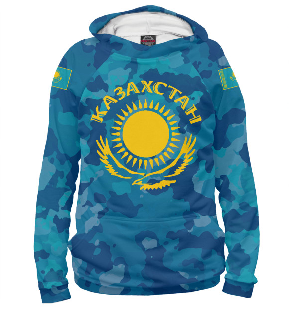 Мужское худи с изображением Казахстан цвета Р‘РµР»С‹Р№
