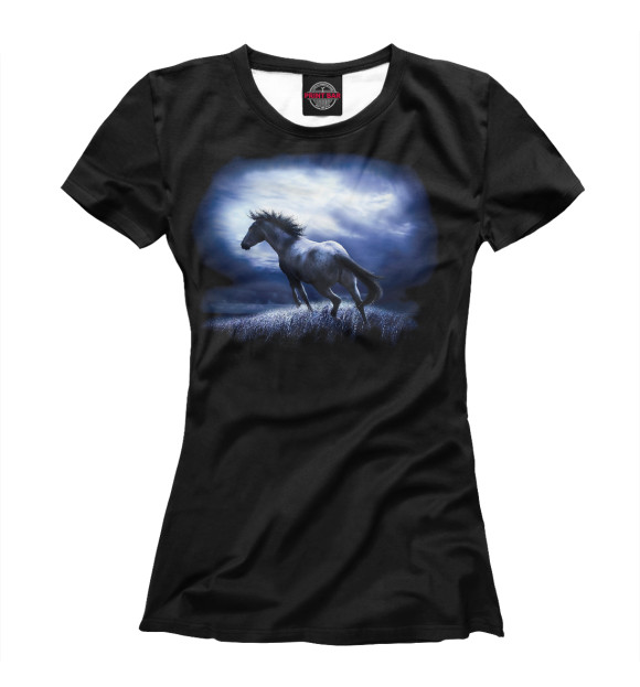 Женская футболка с изображением Ночной конь цвета Белый