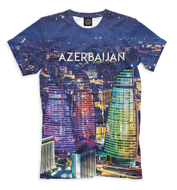 Мужская футболка с изображением Азербайджан цвета Серый
