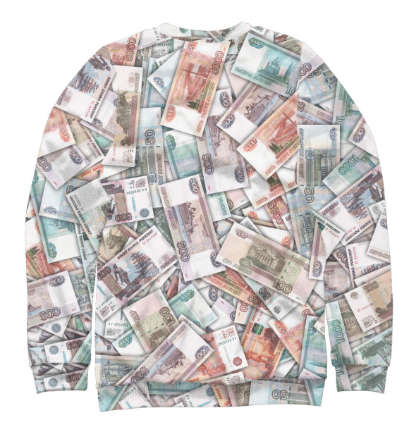 Мужской свитшот с изображением Куча денег цвета Белый