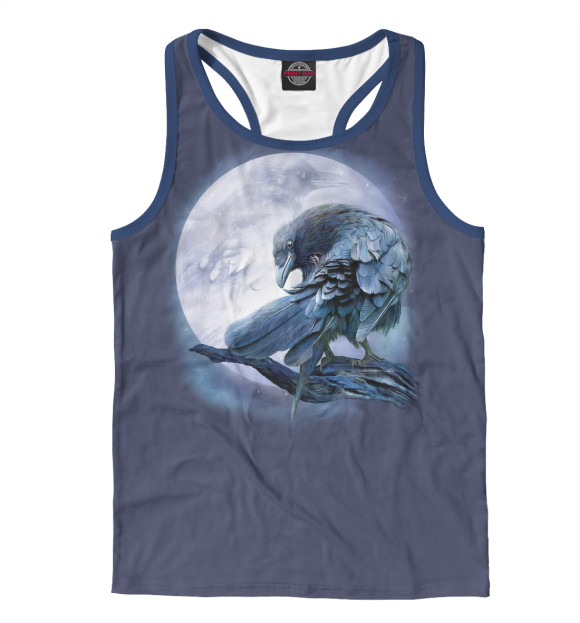 Мужская майка-борцовка с изображением Ворон цвета Белый