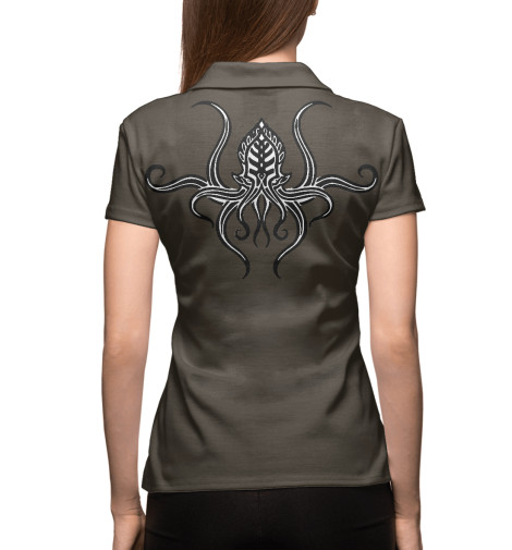 

Поло Print Bar, Белый, Чашечка кофе с Ктулху