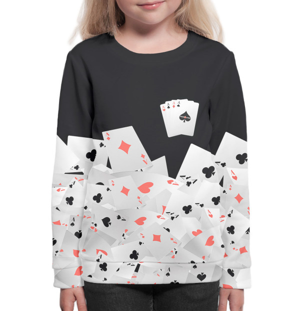 Свитшот для девочек с изображением Покер цвета Белый