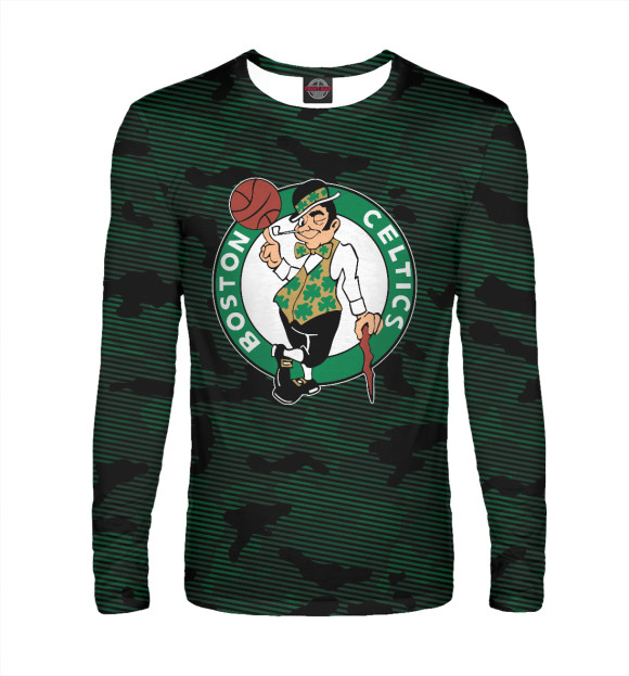 Мужской лонгслив с изображением Boston Celtics цвета Белый