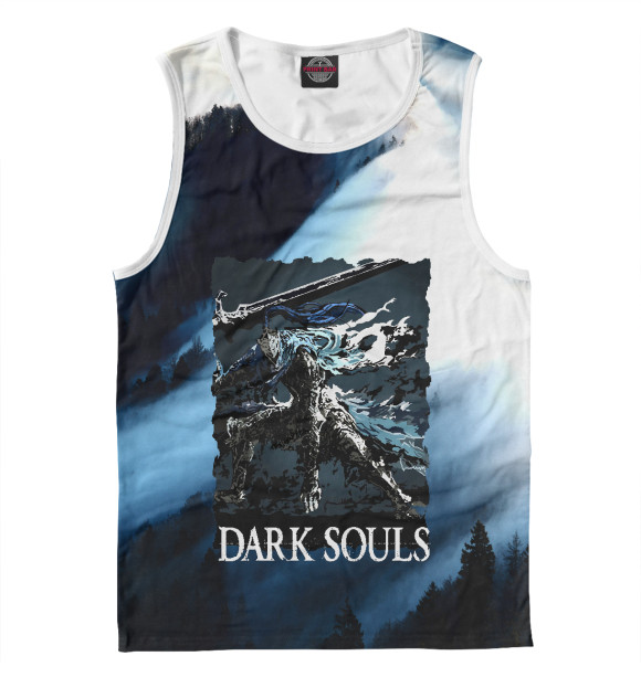 Мужская майка с притом DARKSOULS цвета Белый Мужская майка с изображением DARKSOULS цвета Белый