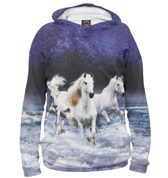 Мужское худи с изображением Лошади цвета Белый