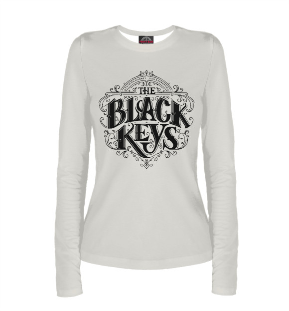 Женский лонгслив с притом The Black Keys цвета Белый Женский лонгслив с изображением The Black Keys цвета Белый