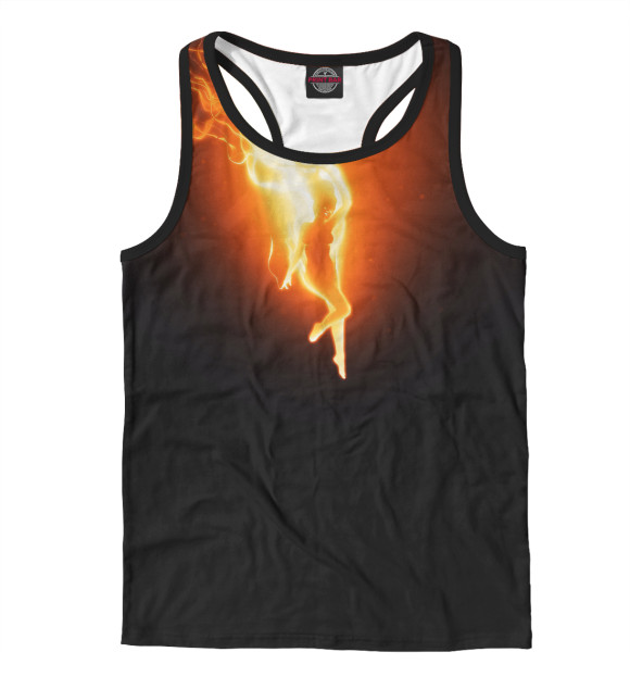 Мужская майка-борцовка с изображением Огненная девушка цвета Белый