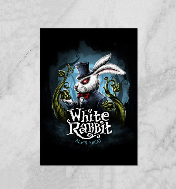 Плакат с изображением White Rabbit цвета Белый