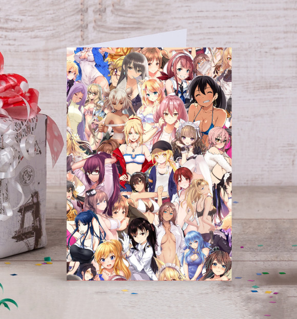 Открытка с изображением АНИМЕ цвета Белый