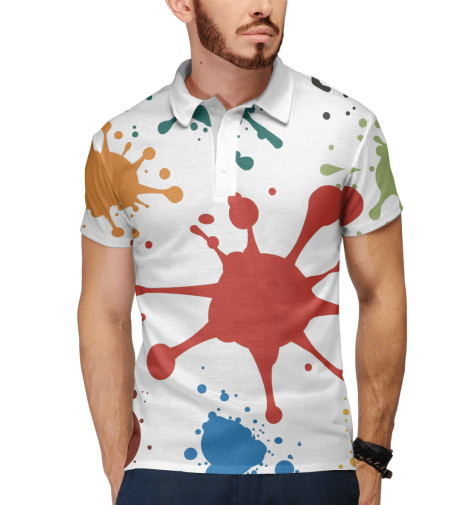 

Поло Print Bar, Белый, Кляксики