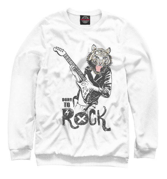 Свитшот для девочек с изображением Тигр Рок цвета Белый
