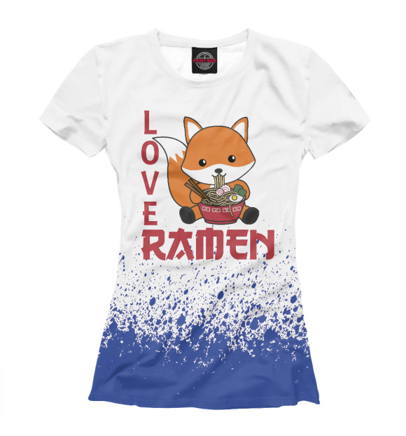 Футболка для девочек с изображением Love Ramen Cute Fox цвета Белый