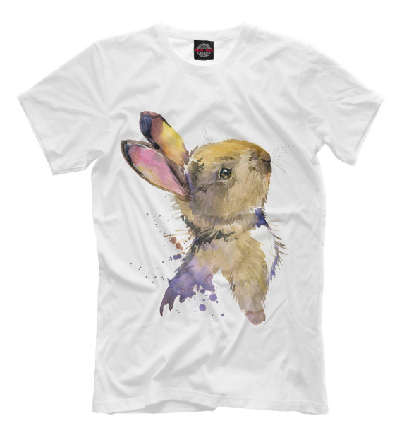 Мужская футболка с изображением Кролик цвета Молочно-белый