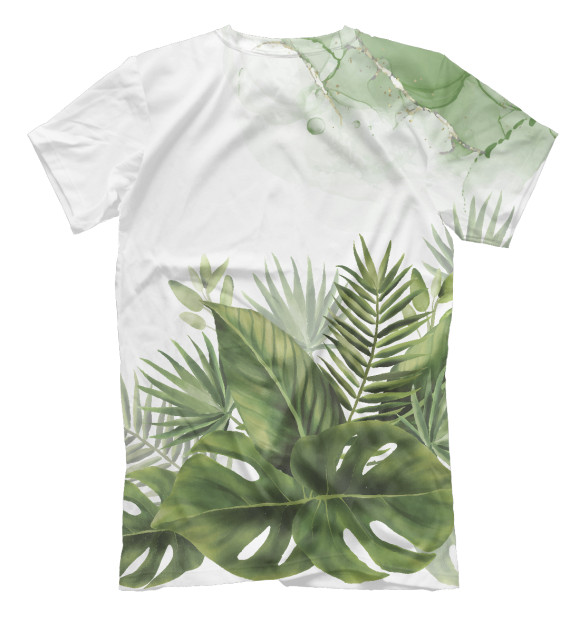 Мужская футболка с изображением ECO Friendly на фоне красивых растений цвета Белый