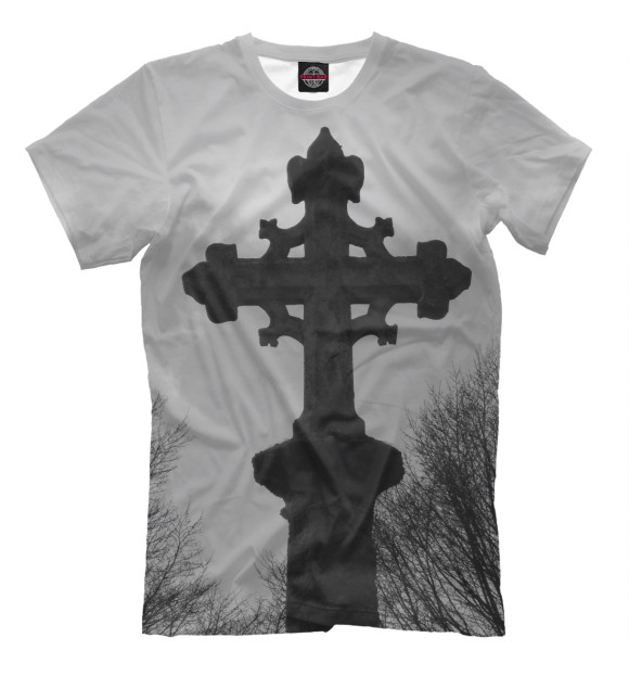 Мужская футболка с изображением Крест цвета Серый