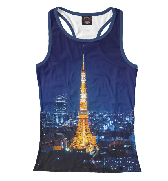 Женская майка-борцовка с изображением Эйфелева башня цвета Белый