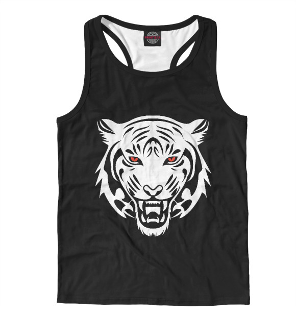 Мужская майка-борцовка с изображением Тигр цвета Белый