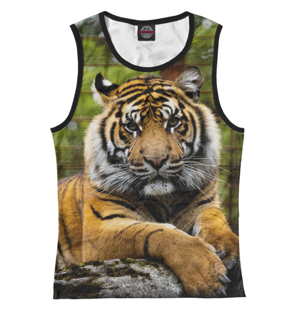 Майка для девочки с изображением Тигр цвета Белый