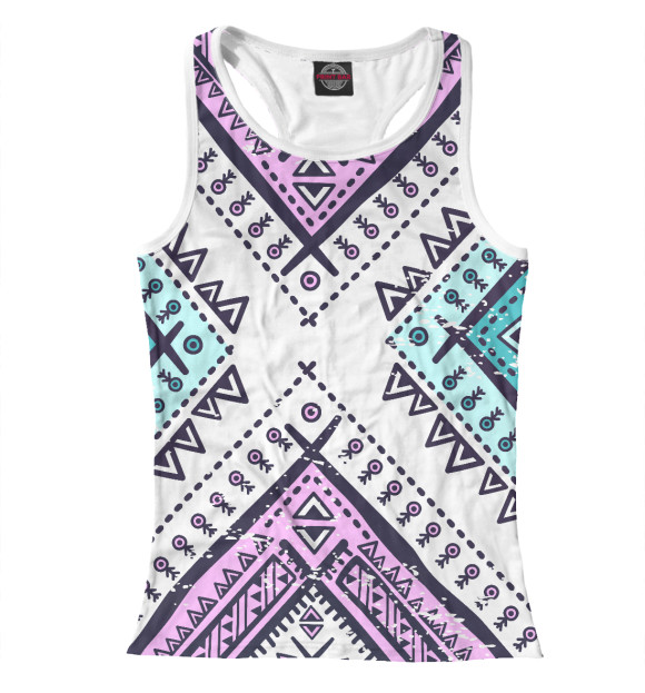 Женская майка-борцовка с изображением Индейские мотивы цвета Белый