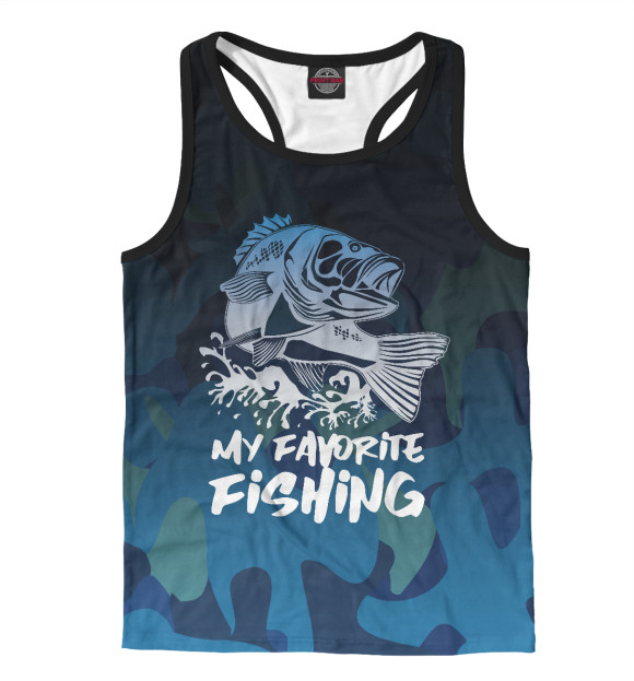 Мужская майка-борцовка с изображением Моя любимая рыбалка цвета Белый