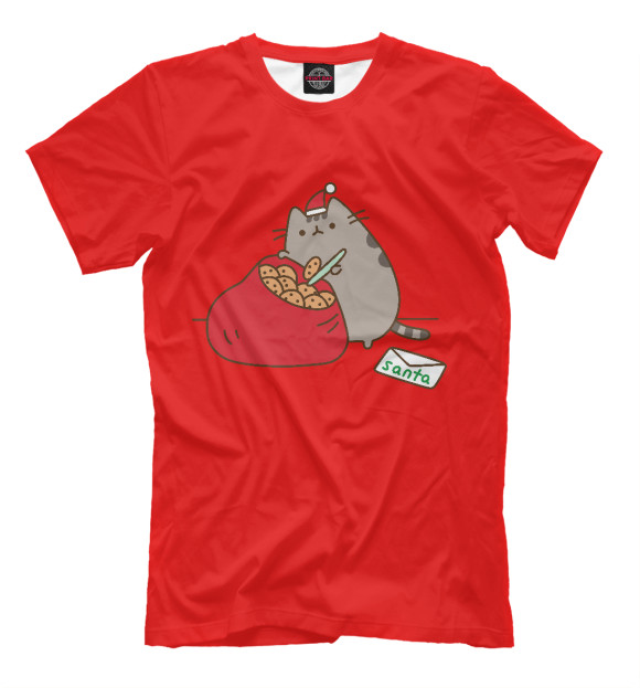 Футболка для мальчиков с изображением Pusheen Santa цвета Темно-розовый