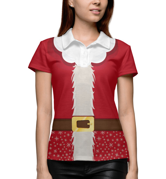 Женское поло с изображением Санта цвета Белый