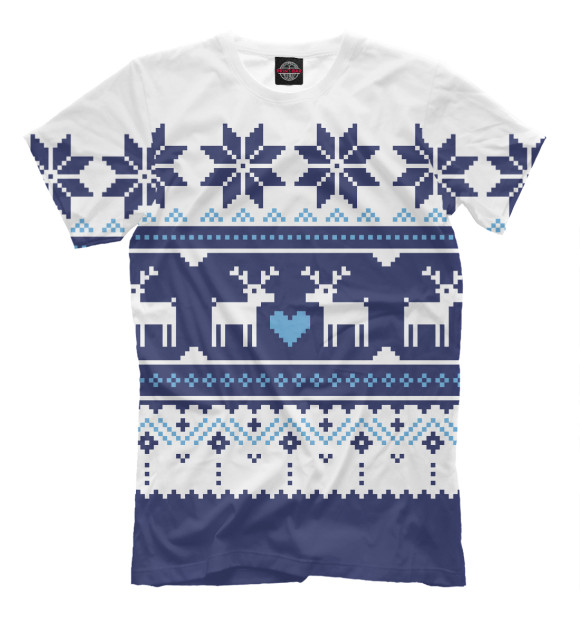 Футболка для мальчиков с изображением Скандинавский свитер с оленями цвета Молочно-белый