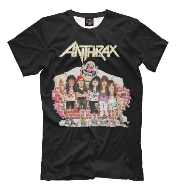 Мужская футболка с изображением Anthrax 1987 цвета Черный