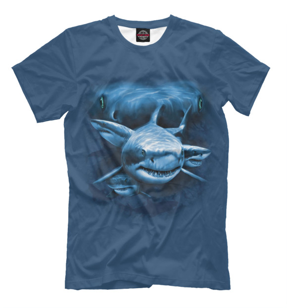 Мужская футболка с изображением Акулы цвета Серый