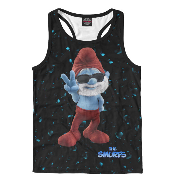 Мужская майка-борцовка с изображением Смурфики цвета Белый