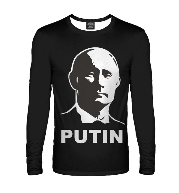 Мужской лонгслив с изображением Путин цвета Белый