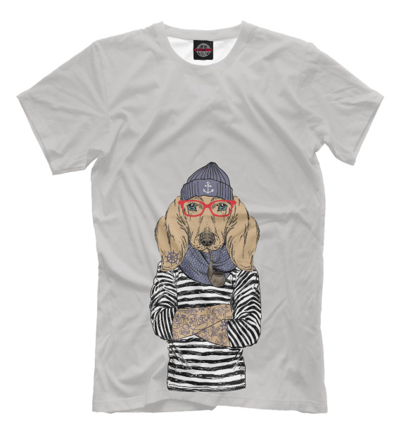 Мужская футболка с изображением Таксы Boy and Girl цвета Бежевый