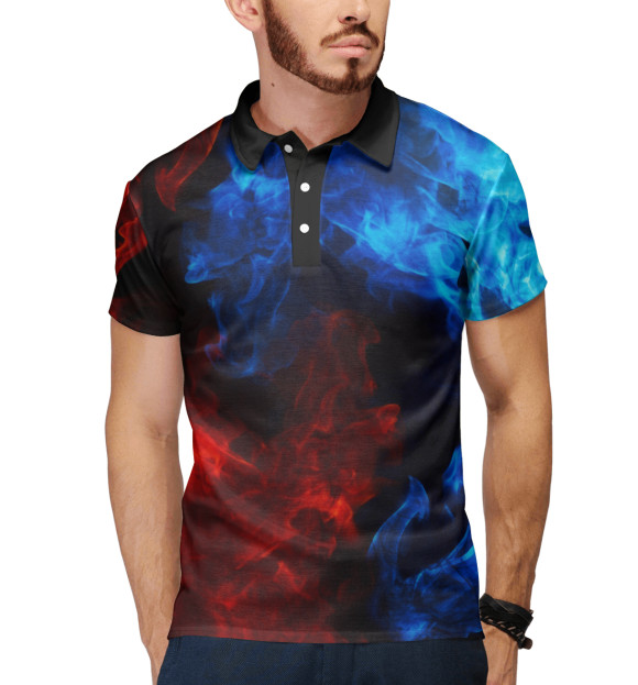 Мужское поло с изображением Битва огней цвета Белый