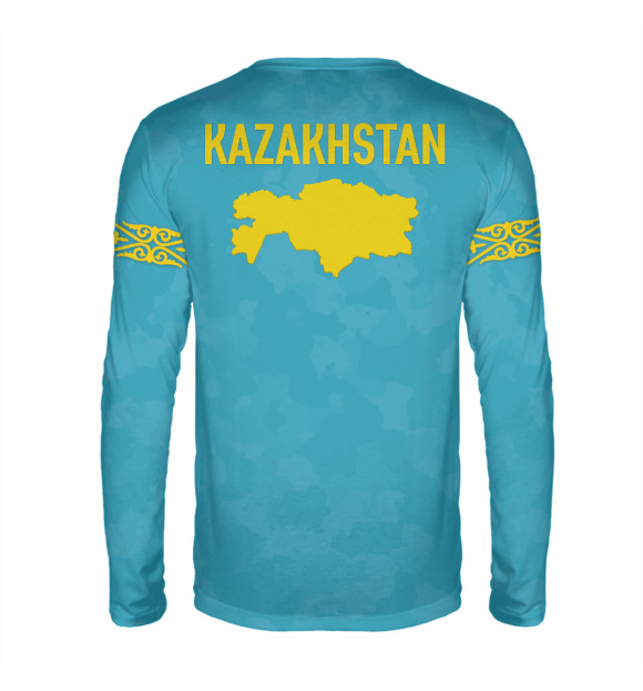 Мужской лонгслив с изображением Казахстан цвета Р‘РµР»С‹Р№