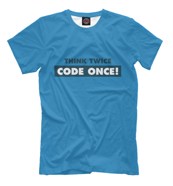 Мужская футболка с изображением CodeOnce цвета Грязно-голубой