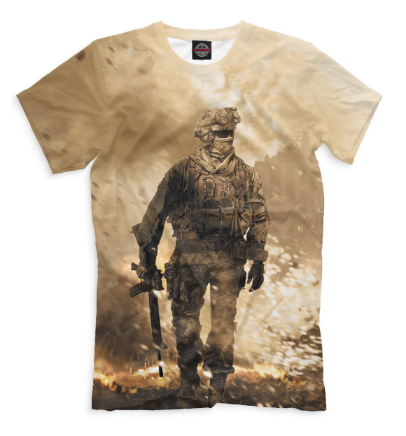 Мужская футболка с изображением Modern Warfare 2 цвета Молочно-белый