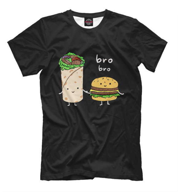 Мужская футболка с изображением Шаурма и бургер бро цвета Белый