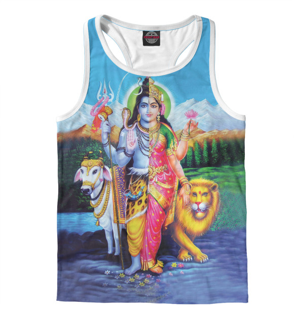 Мужская майка-борцовка с изображением Шива-Шакти цвета Белый