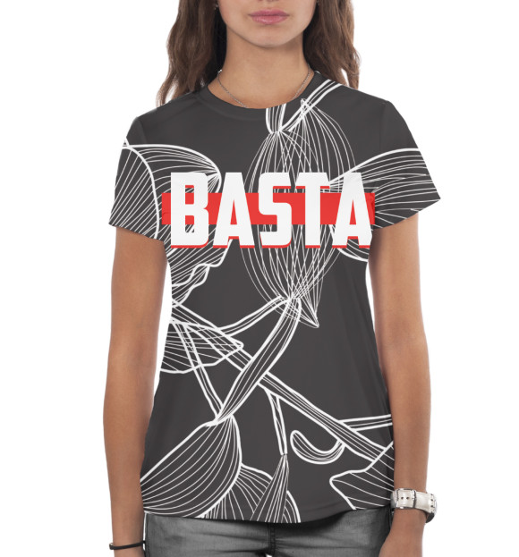 Женская футболка с изображением Баста цвета Белый