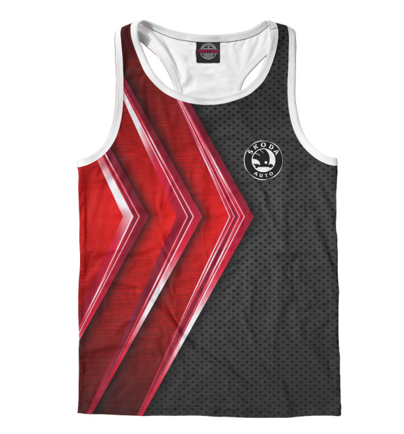 Мужская майка-борцовка с изображением Skoda цвета Белый