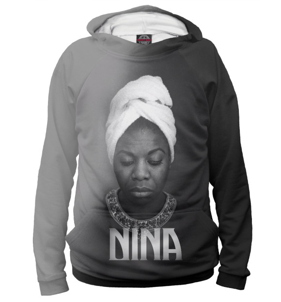 Женское худи с изображением Nina Simone цвета Белый